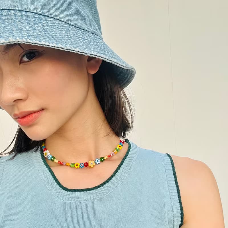 Necklace Wildflower the Wonderer • Millefiori Beaded Jewelry • Flower Necklace