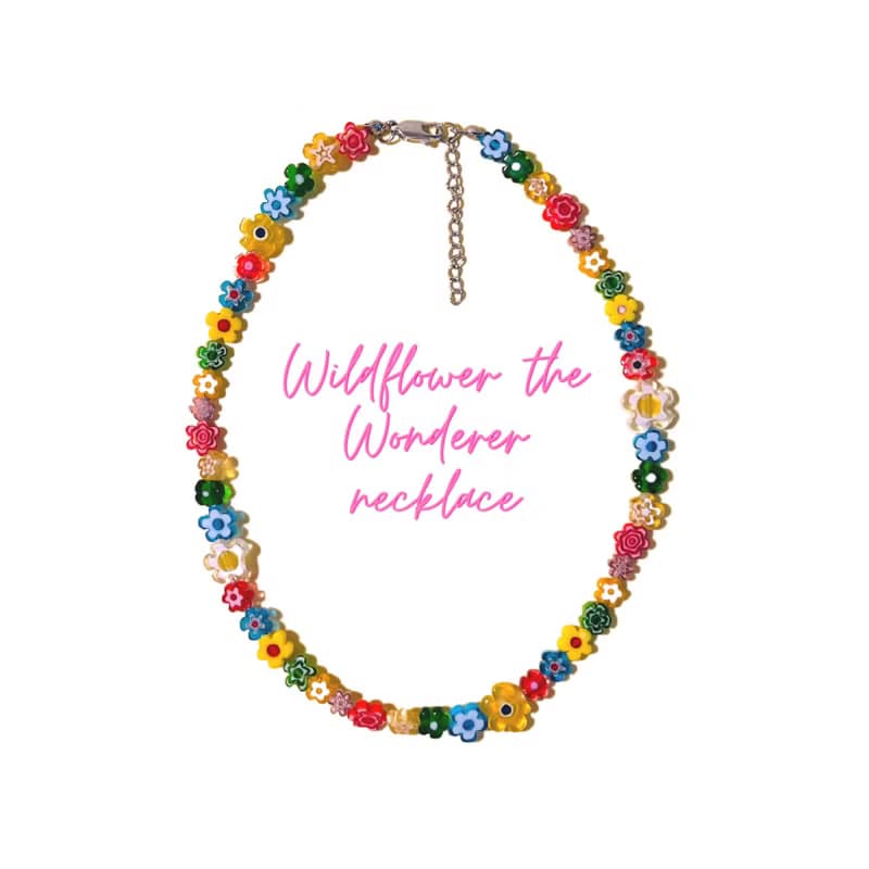 Necklace Wildflower the Wonderer • Millefiori Beaded Jewelry • Flower Necklace