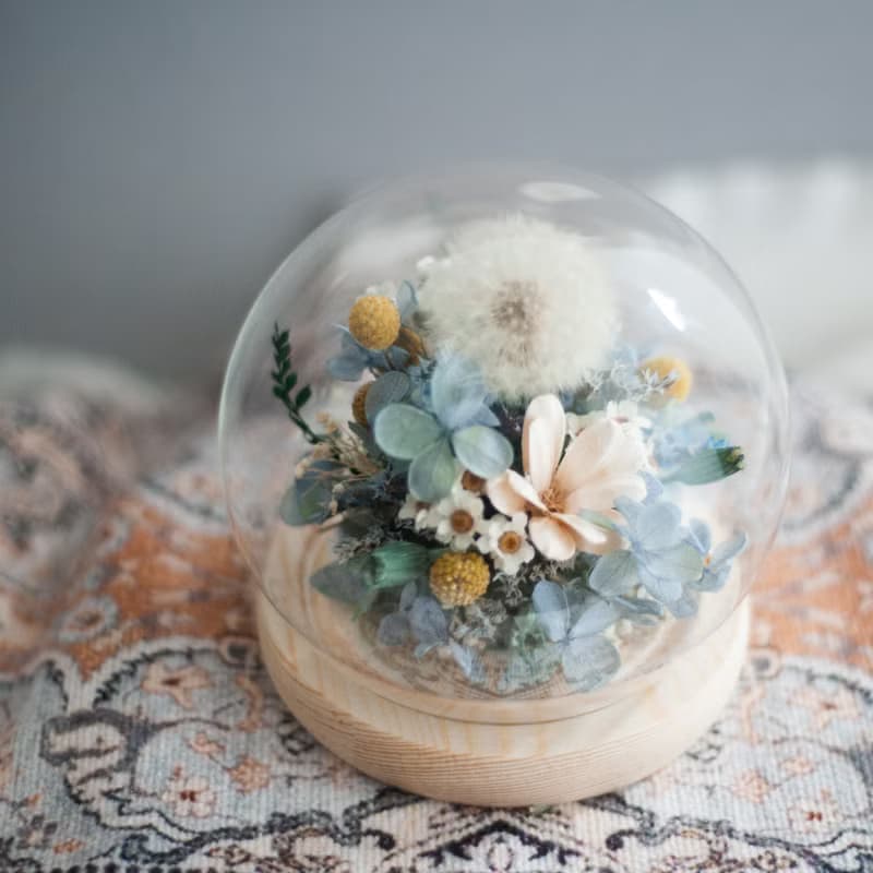 【永生蒲公英花盅】靜謐霧藍 | 不凋花 | 送禮 | 交換禮物