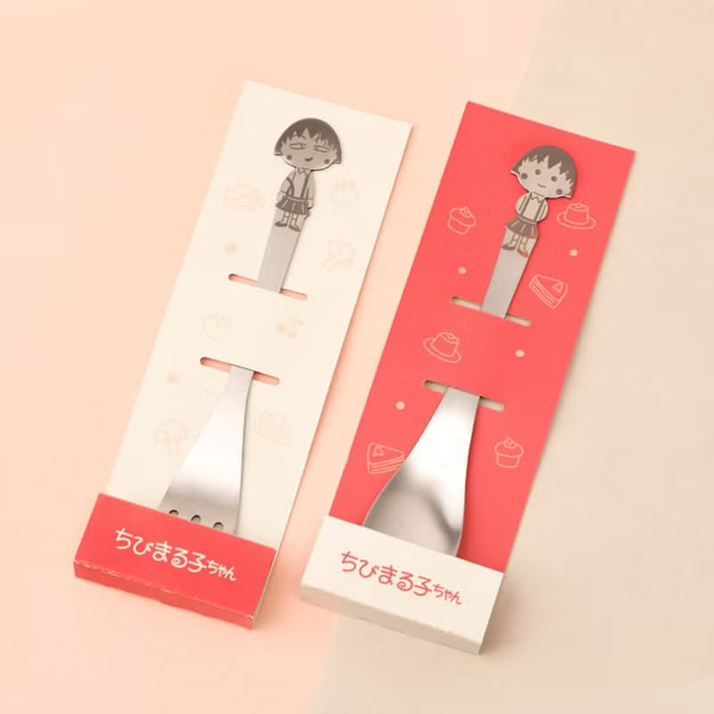 櫻桃小丸子不鏽鋼叉匙- 304不銹鋼湯匙叉子 立體造