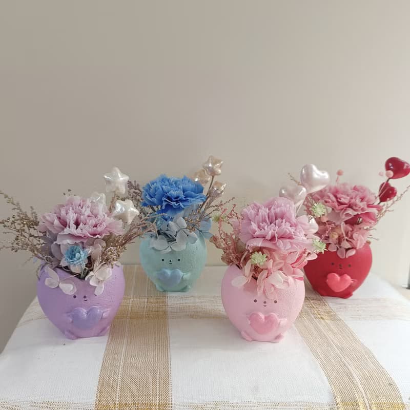 DIY材料包 永生康乃馨盆花 招財貓|注連繩|達摩|g七夕情人節花束