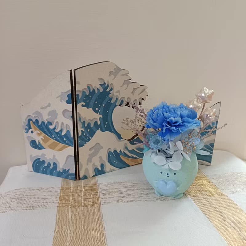 DIY材料包 永生康乃馨盆花 招財貓|注連繩|達摩|g七夕情人節花束