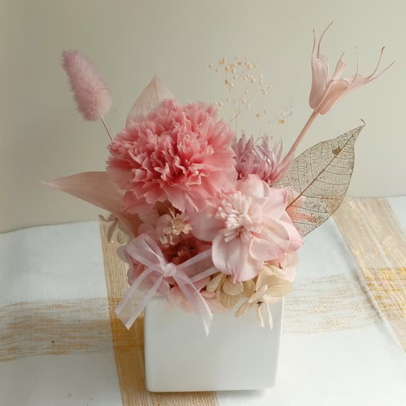 DIY材料包 永生康乃馨盆花 招財貓|注連繩|達摩|g七夕情人節花束