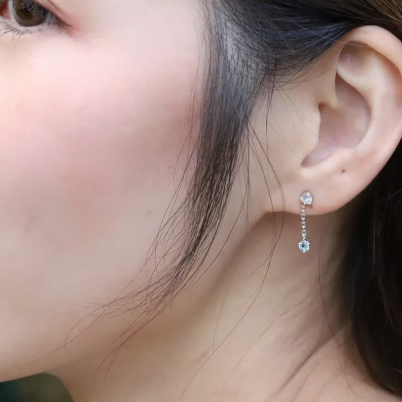 拉長石藍托帕石925純銀雙寶石鍊子耳環