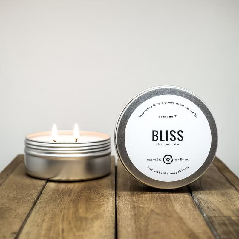 Soy Candle Bliss Blend Travel Tin - Chocolate & Peppermint