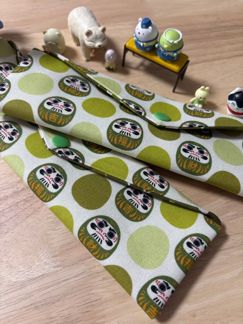 文青風環保純棉筷袋 福氣財神 吉祥 質感原胚 綠意盎然 優質  日