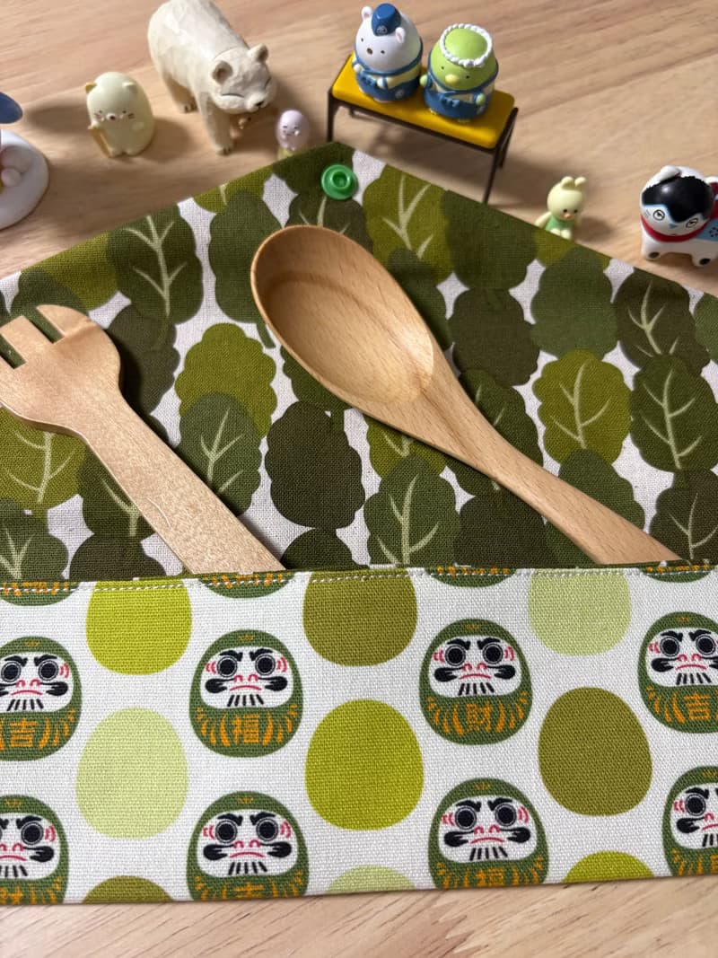 文青風環保純棉筷袋 福氣財神 吉祥 質感原胚 綠意盎然 優質  日