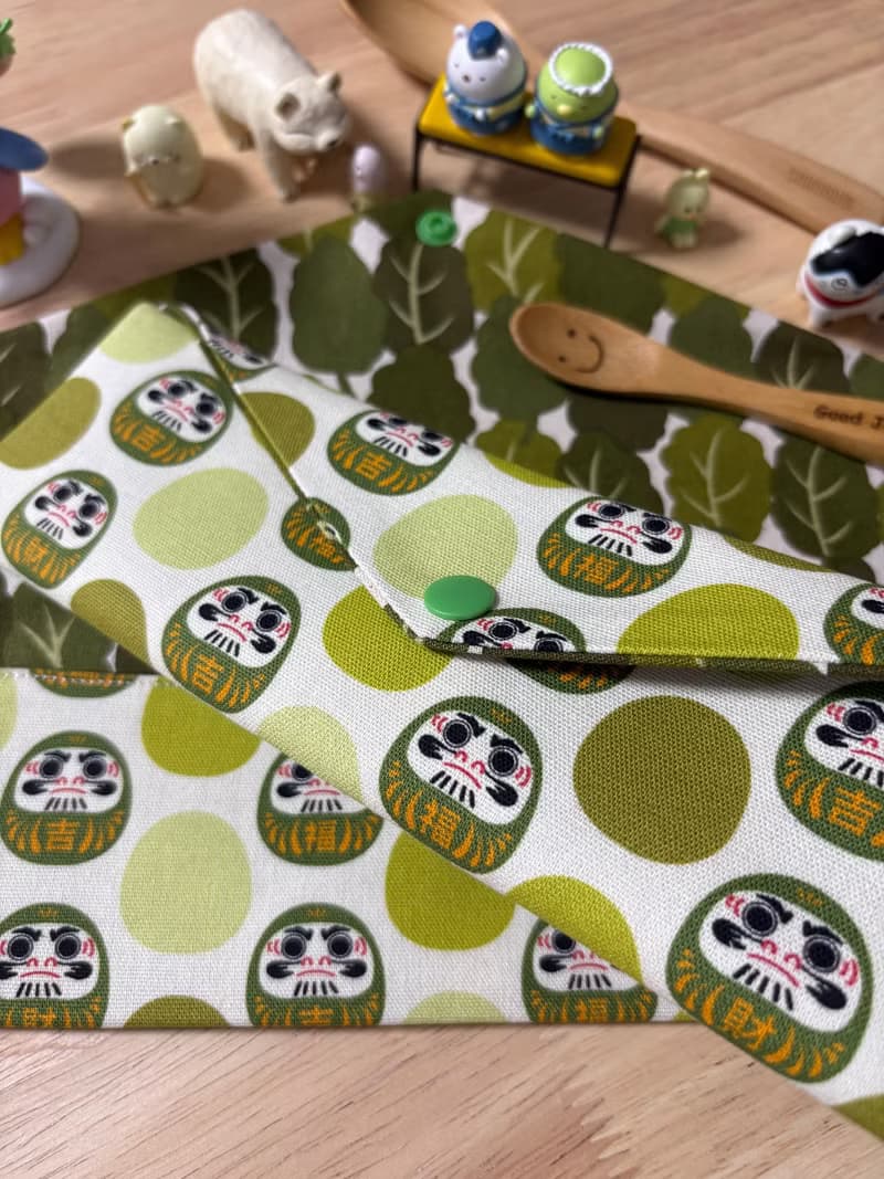 文青風環保純棉筷袋 福氣財神 吉祥 質感原胚 綠意盎然 優質  日