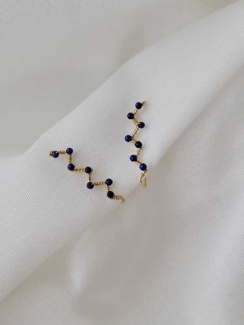 【母親節禮物】青金石耳環-繁星14K注金耳環耳夾耳針共用款