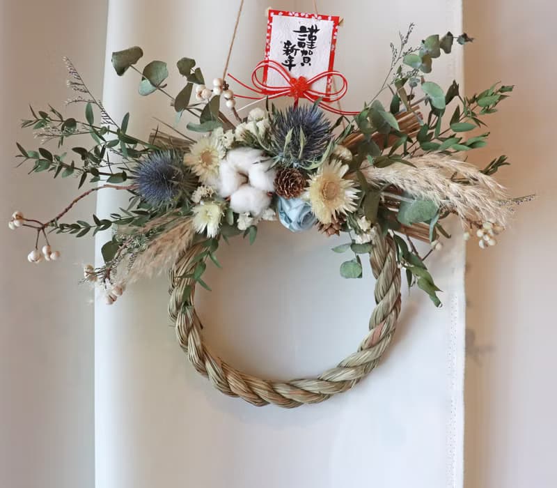 - 春和 - 乾燥花 直立式新年注連繩 (加大款)