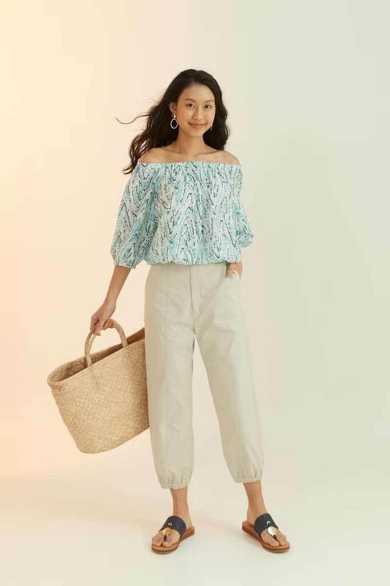 甜果子印花抽繩上衣(藍)