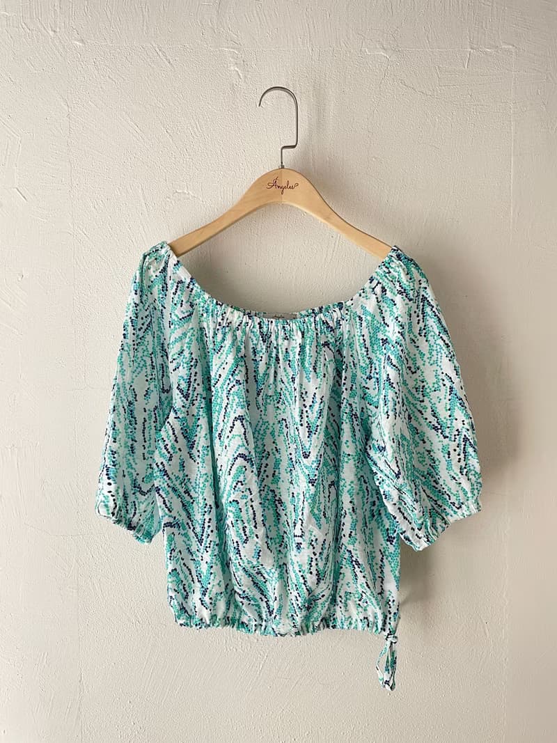 甜果子印花抽繩上衣(藍)