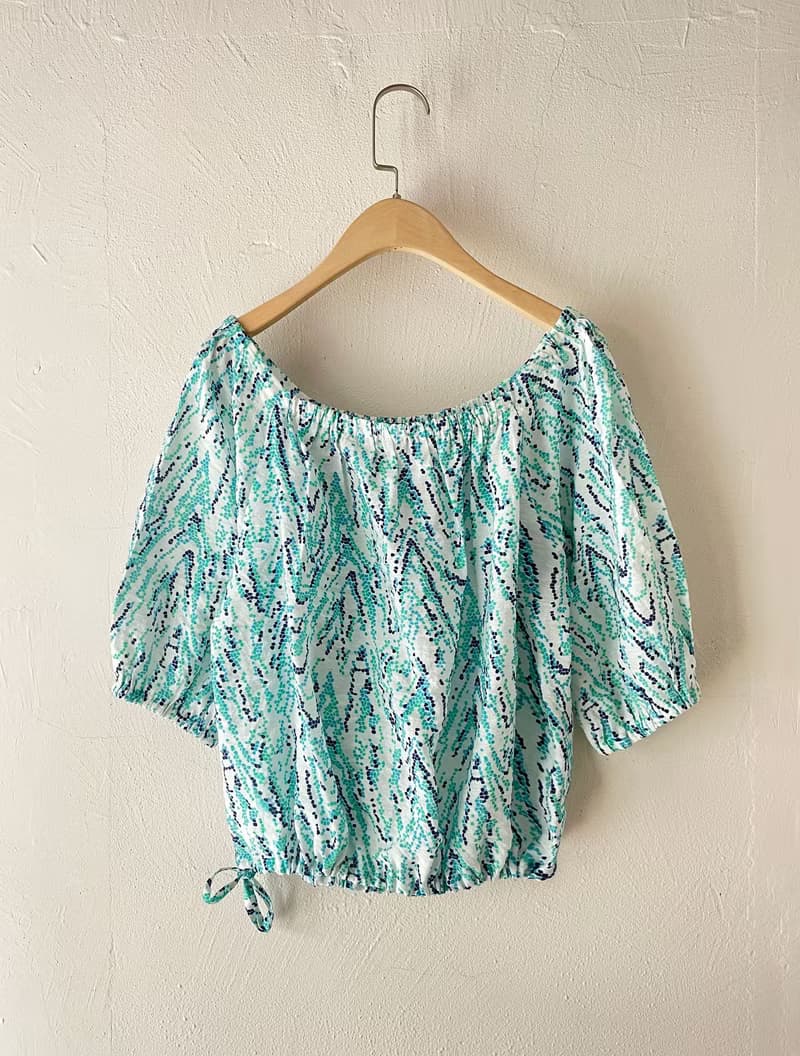 甜果子印花抽繩上衣(藍)