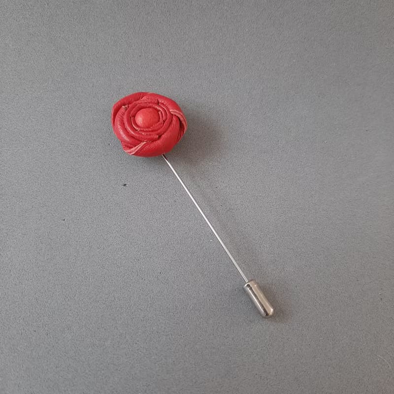 Leather men's lapel pin minimalist rose, Fathers day gift for him Leather bouton