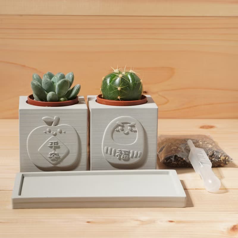【交換禮物】平安是福 | 多肉植物水泥盆栽 | 聖誕禮物