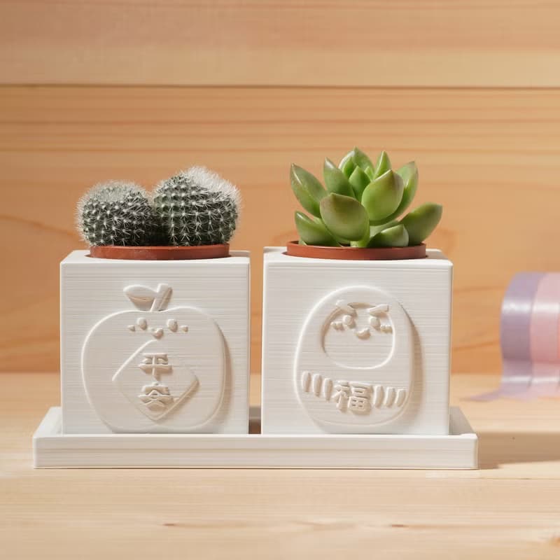 【交換禮物】平安是福 | 多肉植物水泥盆栽 | 聖誕禮物