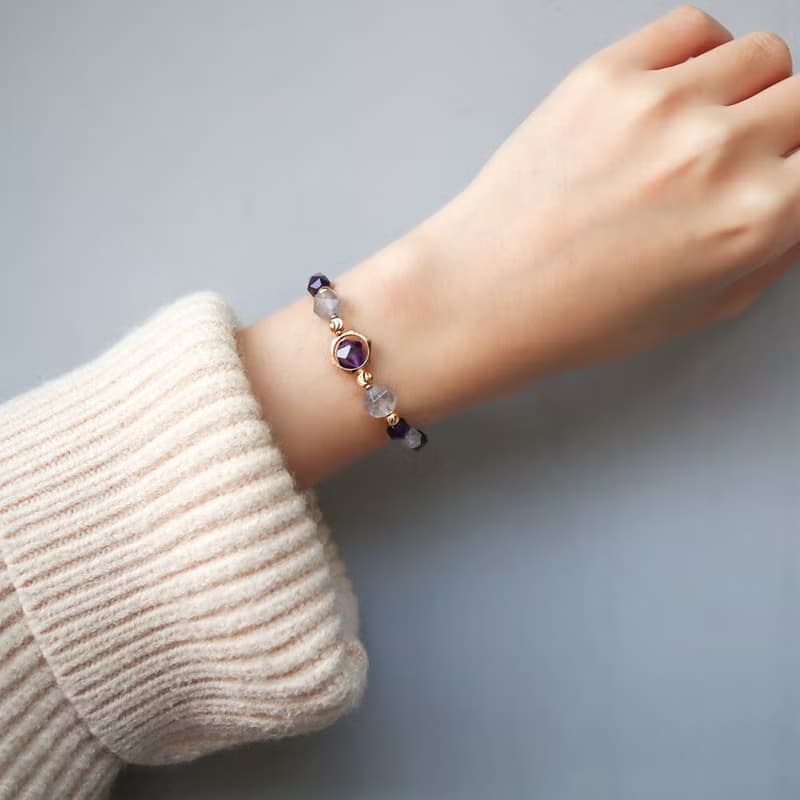 墜入星雲 | A37紫水晶雲水晶手鍊