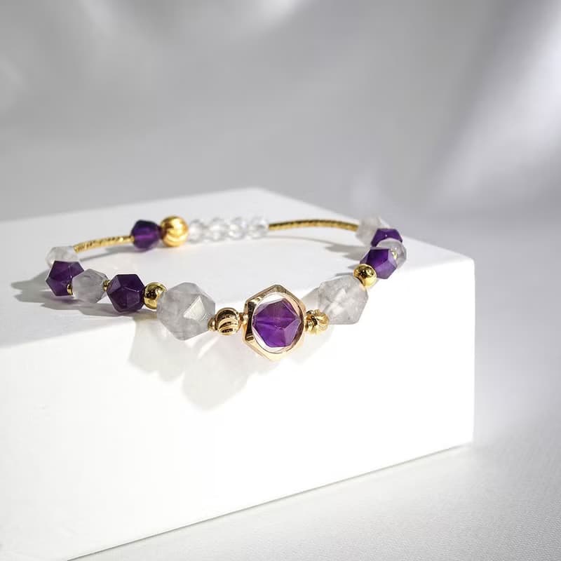 墜入星雲 | A37紫水晶雲水晶手鍊