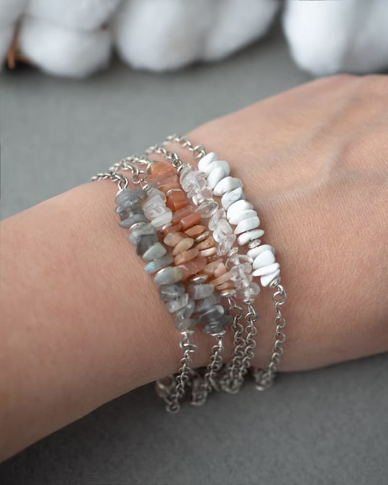 Raw Howlite Bracelet, 925 Silver, Taurus, Virgo gem, Lunar New Year gift