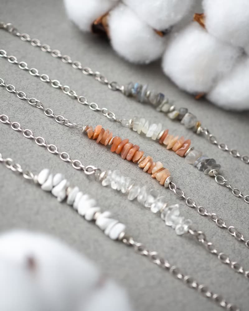 Raw Howlite Bracelet, 925 Silver, Taurus, Virgo gem, Lunar New Year gift