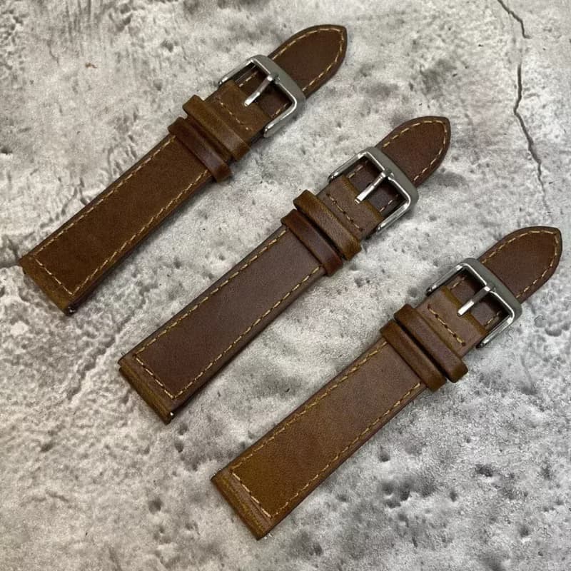 Timeless Watchband 威士忌啡真皮油皮革手錶錶帶 18/20/22MM