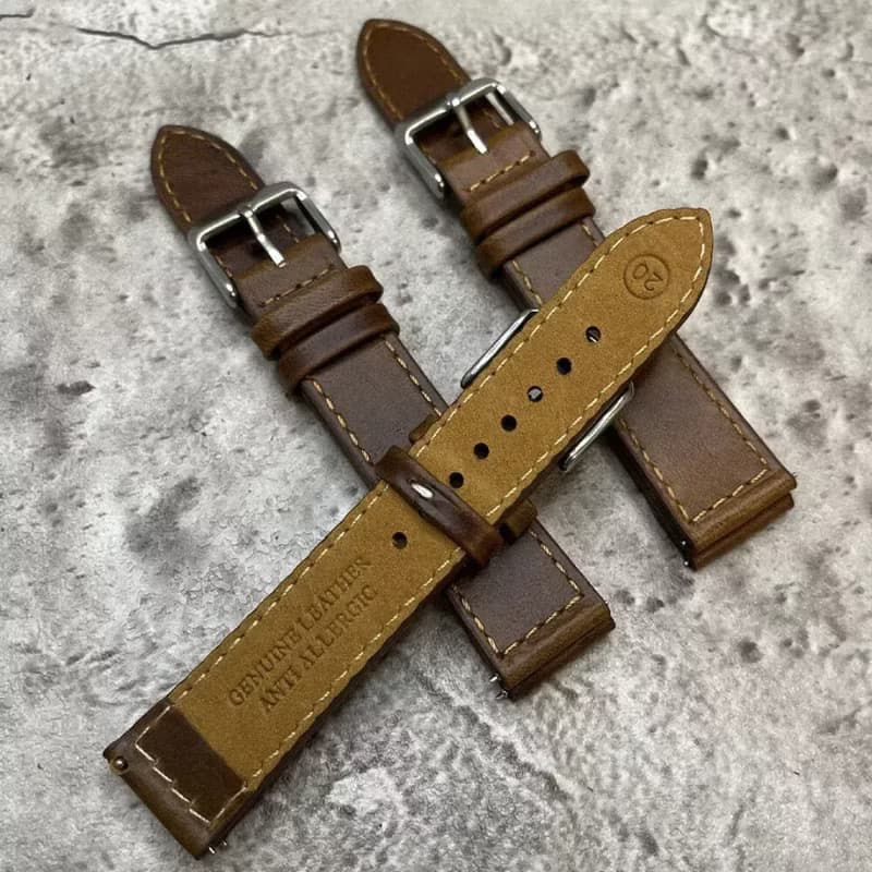 Timeless Watchband 威士忌啡真皮油皮革手錶錶帶 18/20/22MM