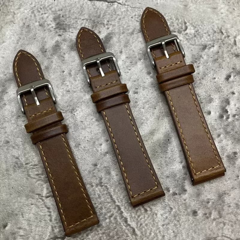 Timeless Watchband 威士忌啡真皮油皮革手錶錶帶 18/20/22MM