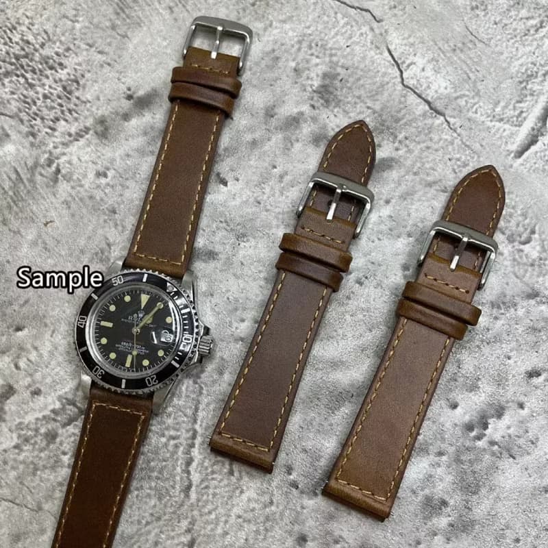 Timeless Watchband 威士忌啡真皮油皮革手錶錶帶 18/20/22MM