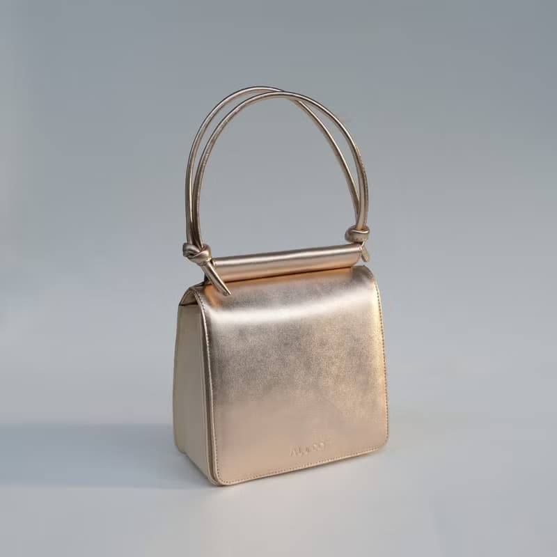 Hayden Leather Flap Bag in Foil Gold