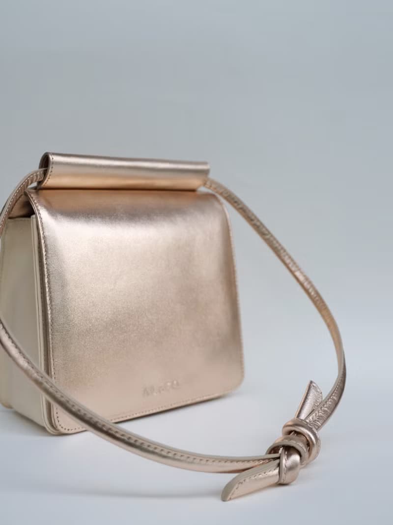 Hayden Leather Flap Bag in Foil Gold