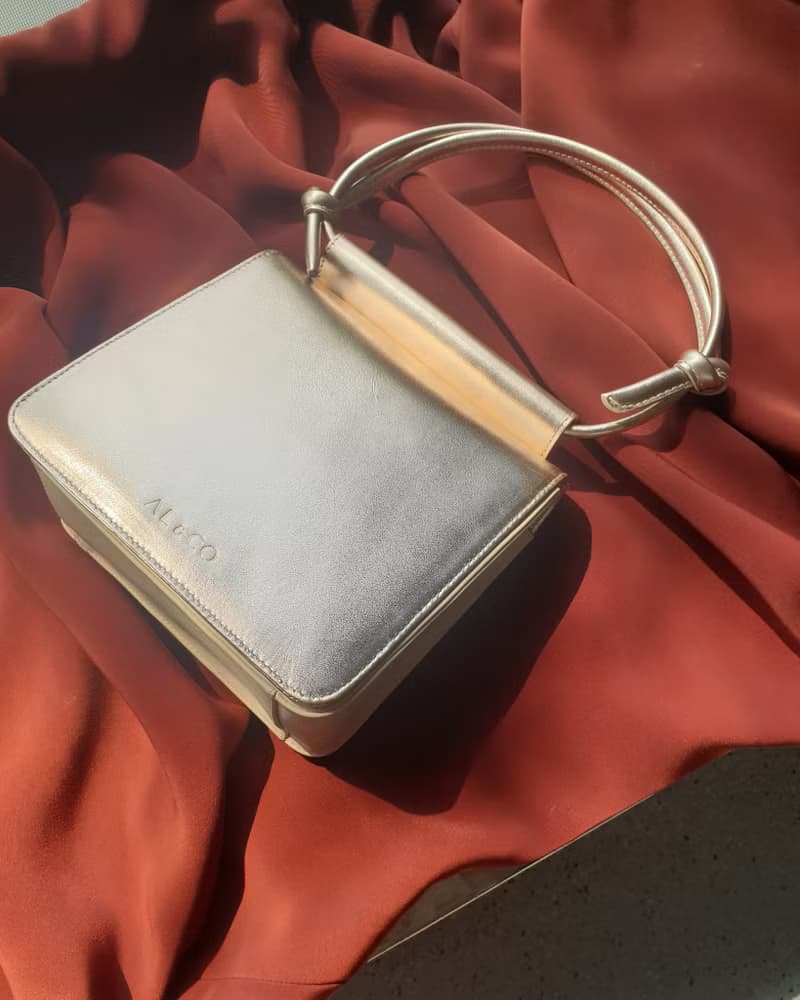 Hayden Leather Flap Bag in Foil Gold