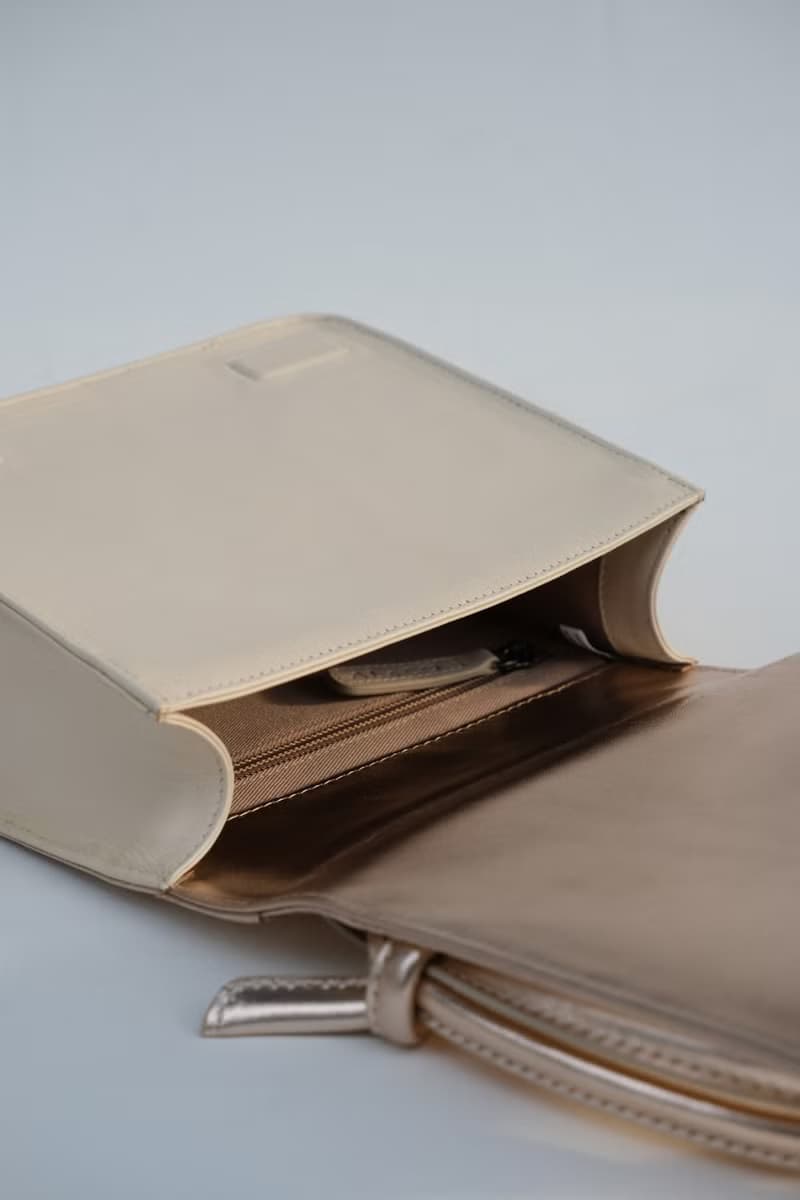 Hayden Leather Flap Bag in Foil Gold