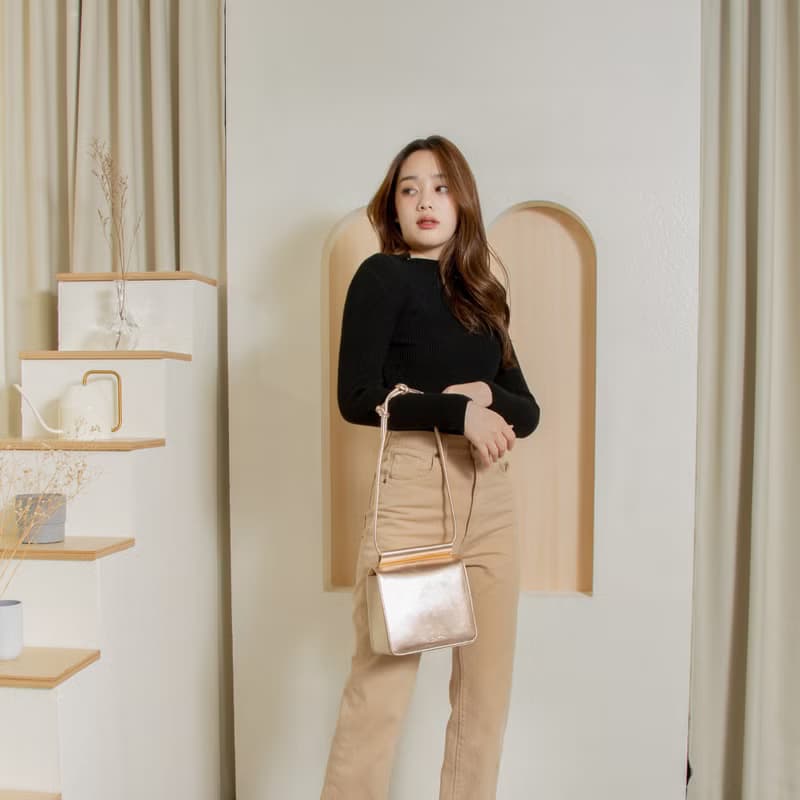 Hayden Leather Flap Bag in Foil Gold
