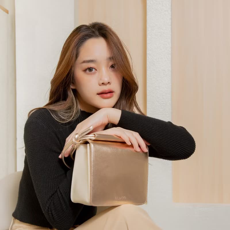 Hayden Leather Flap Bag in Foil Gold