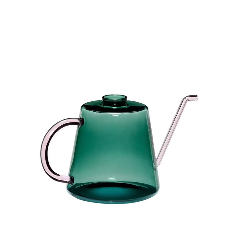 【Hübsch】－661509 深綠跳色植栽茶壺造型澆水壺 花器 灑水壺聖