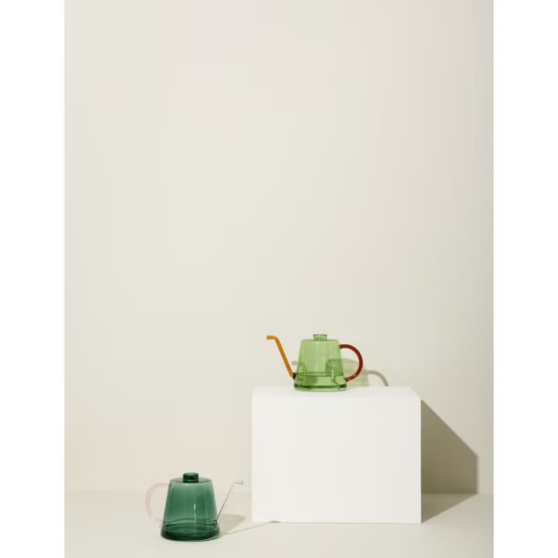 【Hübsch】－661509 深綠跳色植栽茶壺造型澆水壺 花器 灑水壺聖