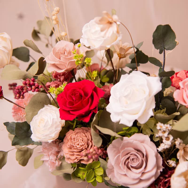 【女士】 永生花 乾燥花開幕盆栽 新居賀禮 / 升遷 典雅桌花 盆花