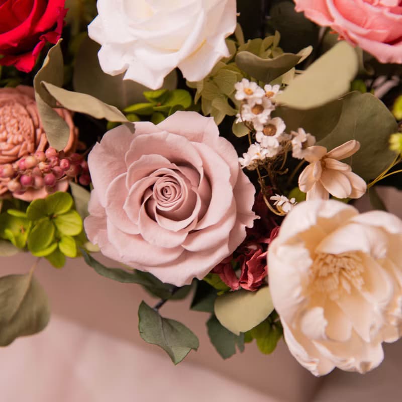 【女士】 永生花 乾燥花開幕盆栽 新居賀禮 / 升遷 典雅桌花 盆花