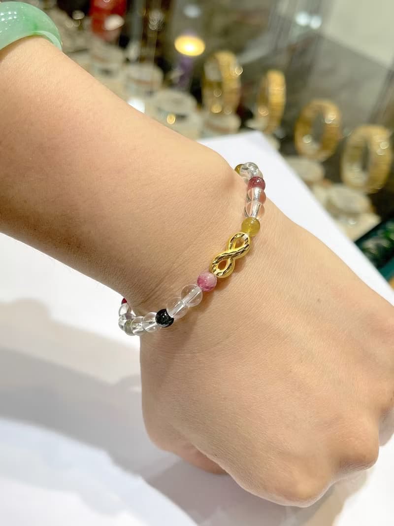 寶麗金珠寶-黃金無限如意碧璽造型手鍊