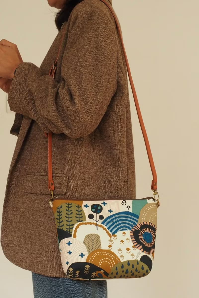 手工縫製 卡其和風山丘 托特側肩包斜背包