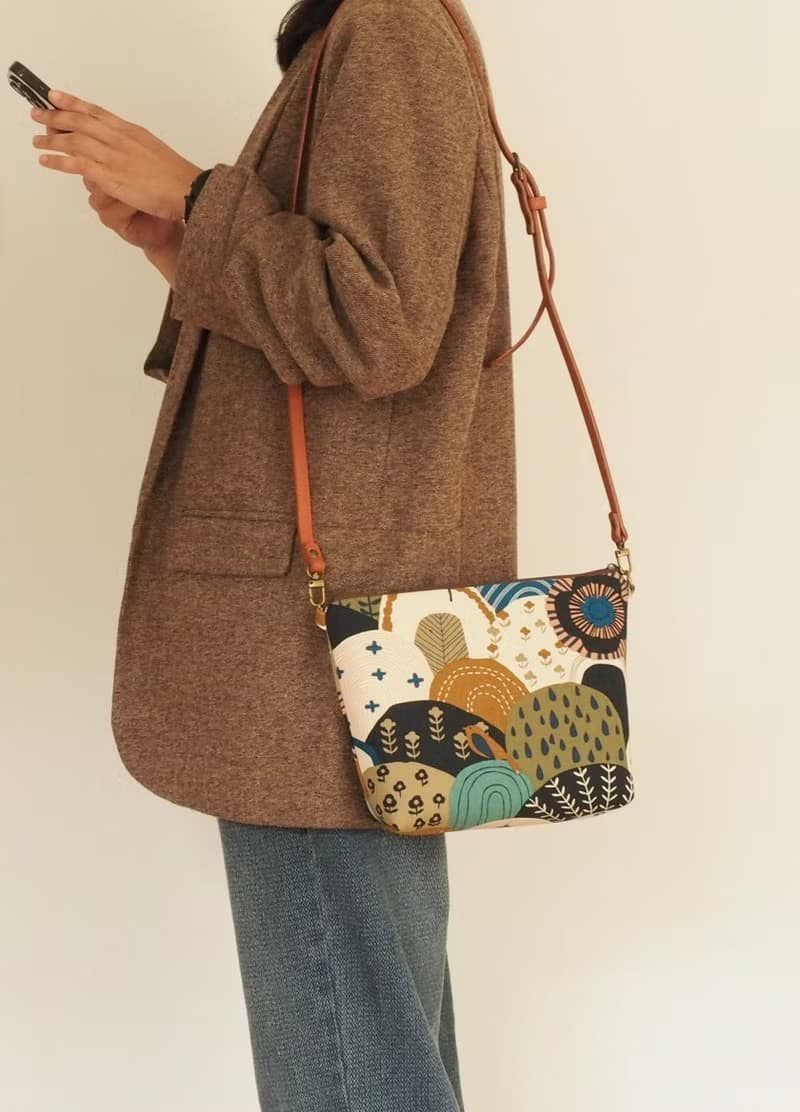 手工縫製 卡其和風山丘 托特側肩包斜背包