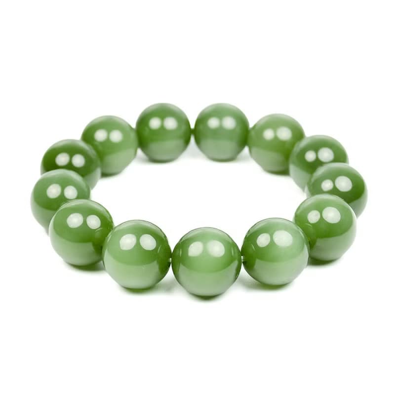 【正佳珠寶】和田碧玉手鍊 典藏級老坑種 16mm  碧玉貓眼手串