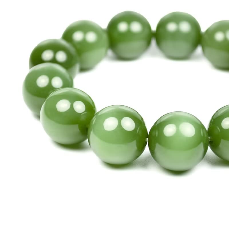 【正佳珠寶】和田碧玉手鍊 典藏級老坑種 16mm  碧玉貓眼手串