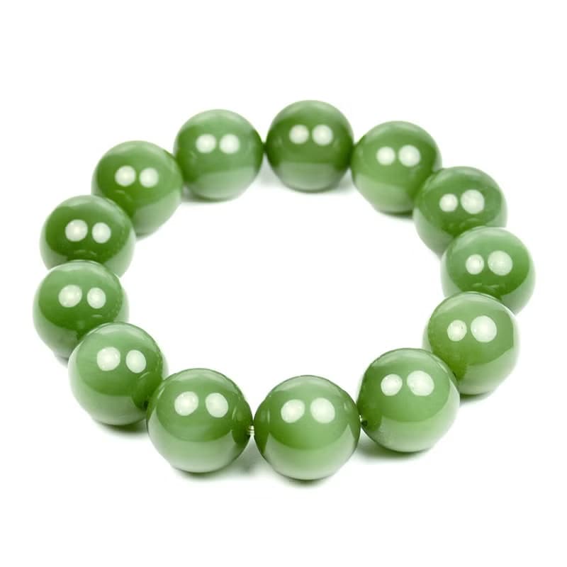 【正佳珠寶】和田碧玉手鍊 典藏級老坑種 16mm  碧玉貓眼手串