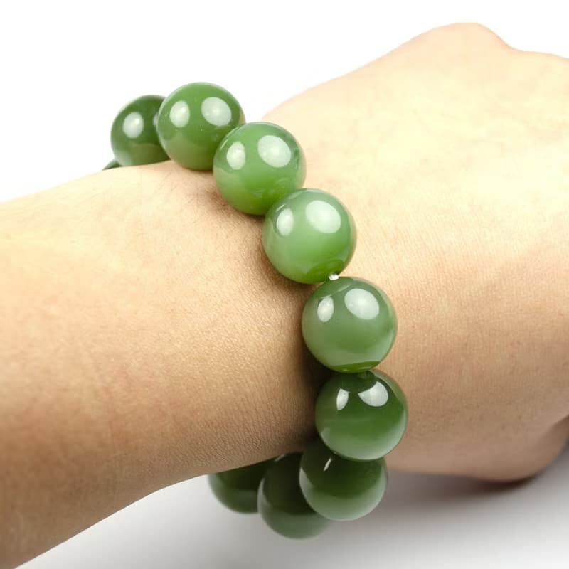 【正佳珠寶】和田碧玉手鍊 典藏級老坑種 16mm  碧玉貓眼手串