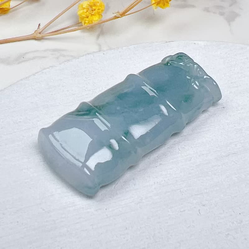 冰飄藍花翡翠巧雕節節高升 | 天然緬甸玉A貨翡翠 | 送禮