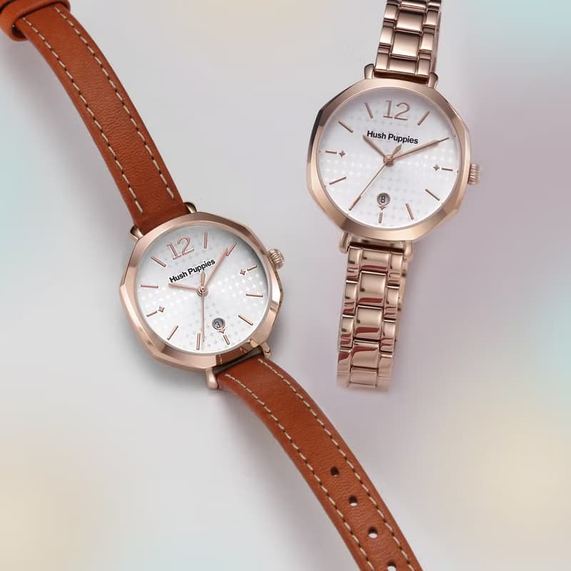 Hush Puppies 閃耀都會八角女錶(HP3904)-玫瑰金