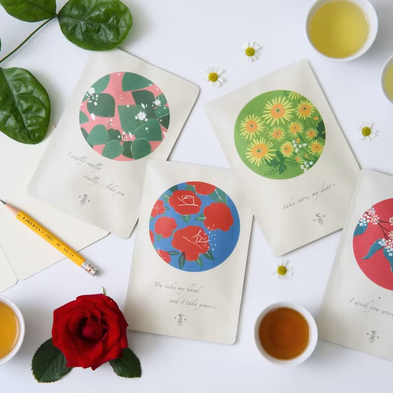 七三茶堂 茶文創丨茶包明信片－茶與花語款(四款)