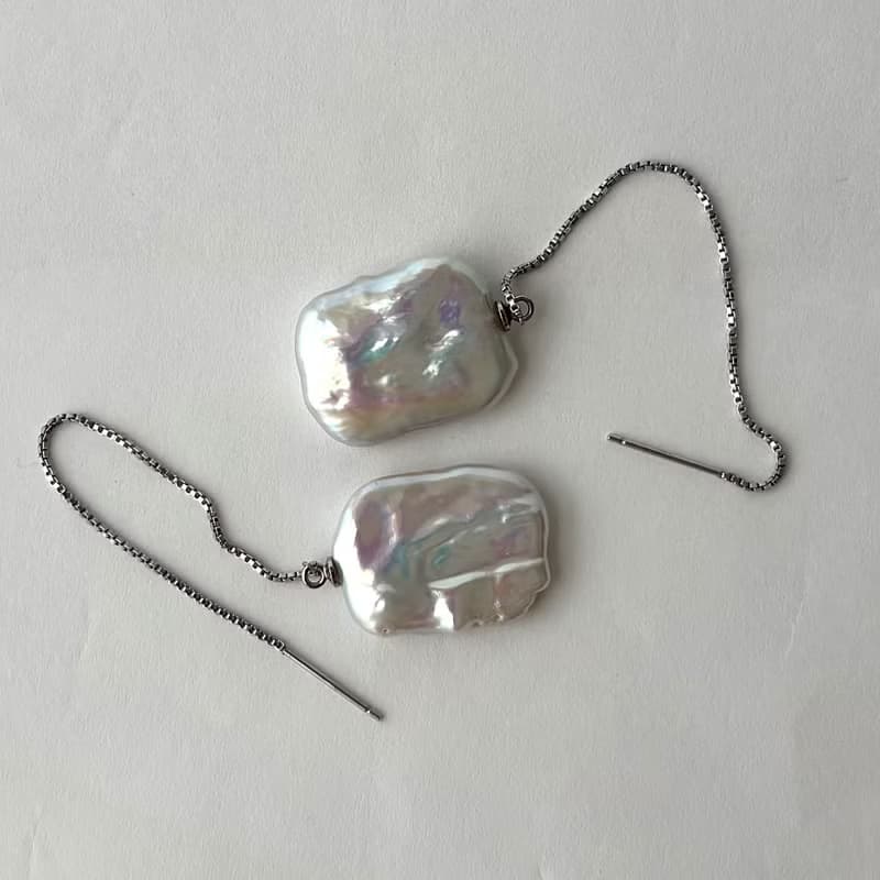 SV アメリカンピアス スクエア 淡水パール  パールピアス　pearl earrings  珍珠耳環 珍珠耳环 진주귀걸이