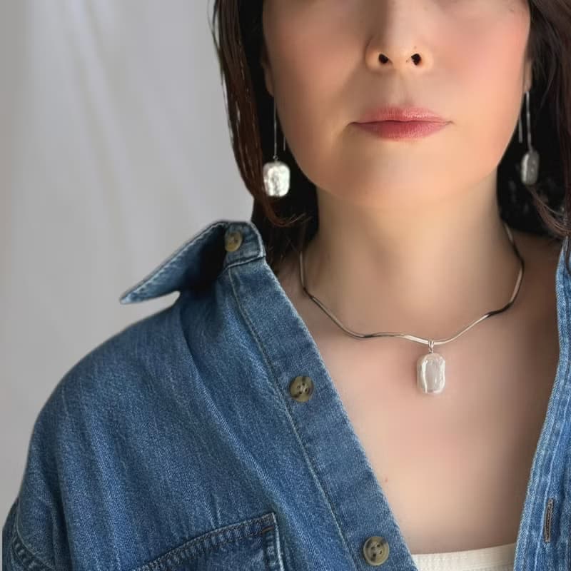 SV アメリカンピアス スクエア 淡水パール  パールピアス　pearl earrings  珍珠耳環 珍珠耳环 진주귀걸이
